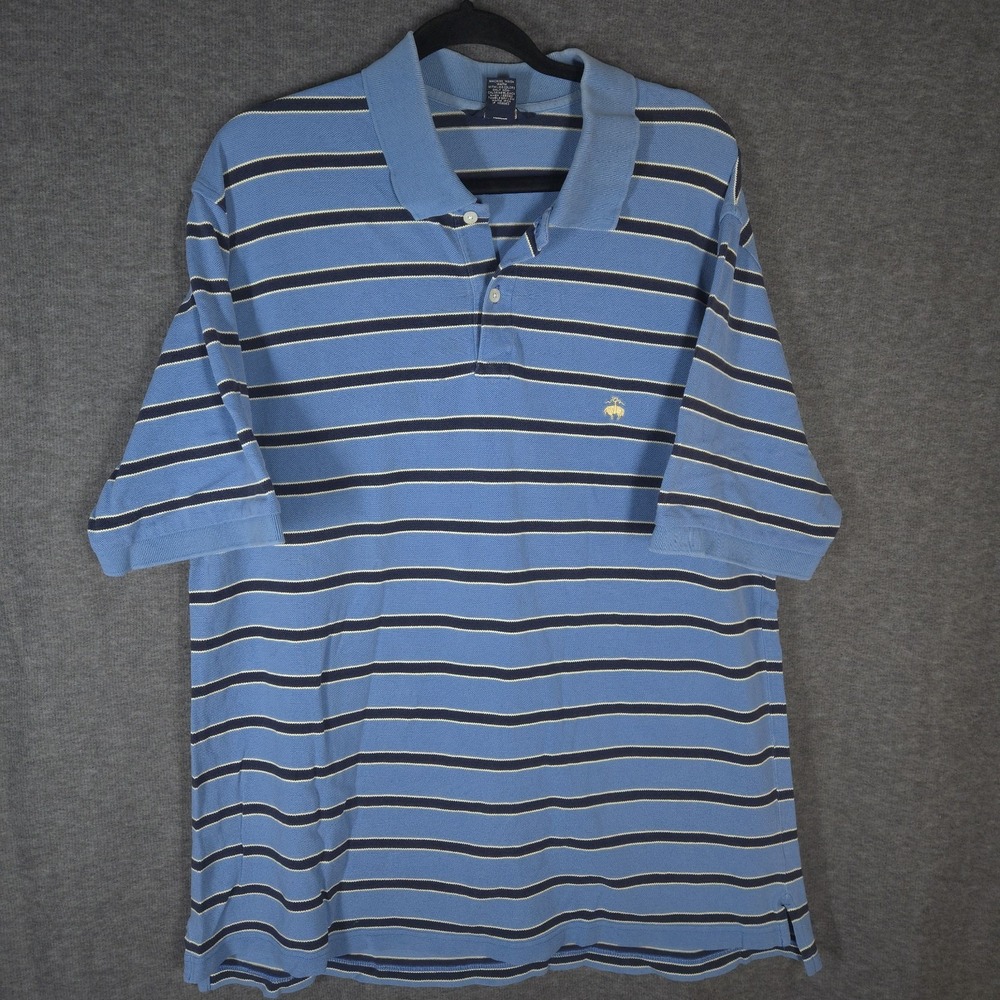 Brooks Brothers 346 Polo Shirt Mens XL Blue Stripe Y2K Old Money‎ Preppy Cotton